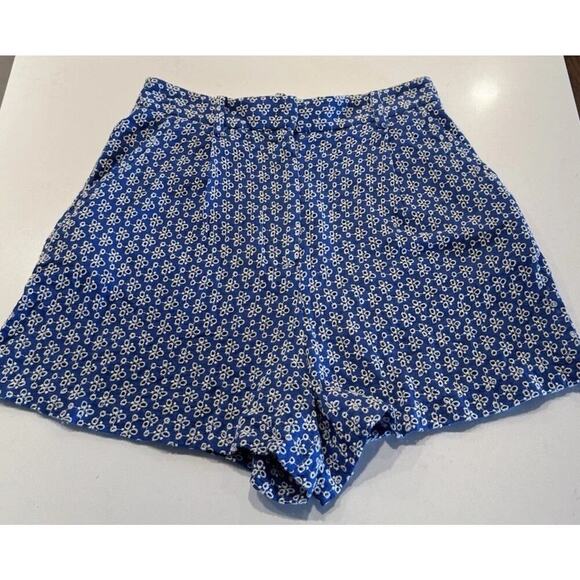 Zara Women’s Size Small Eyelet Shorts Blue White High Rise Coastal Preppy - Picture 3 of 8